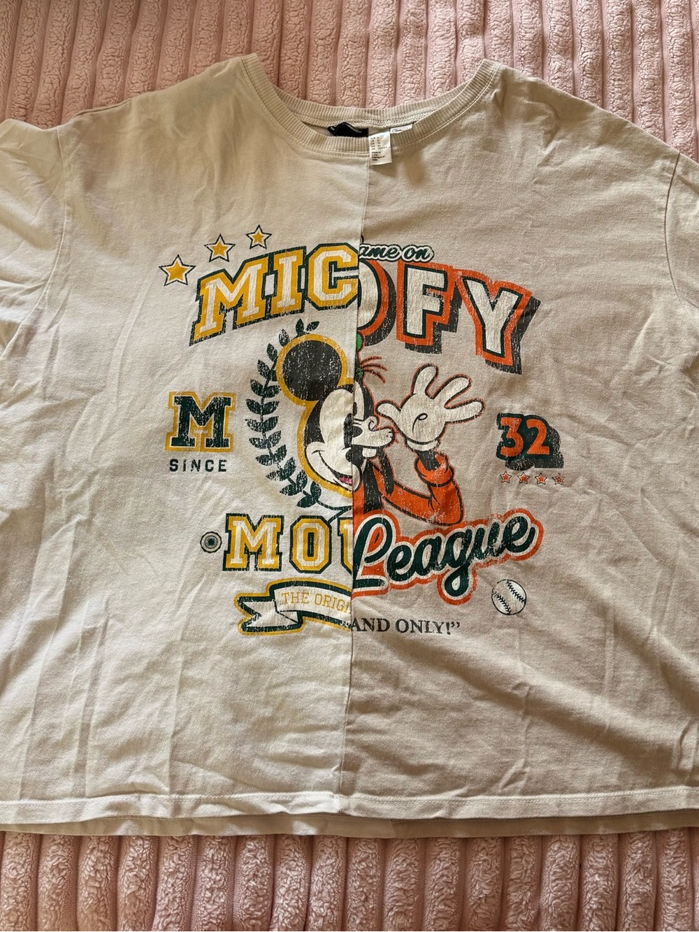 Divided White Short-Sleeve Tee with Yellow and Orange Graphic